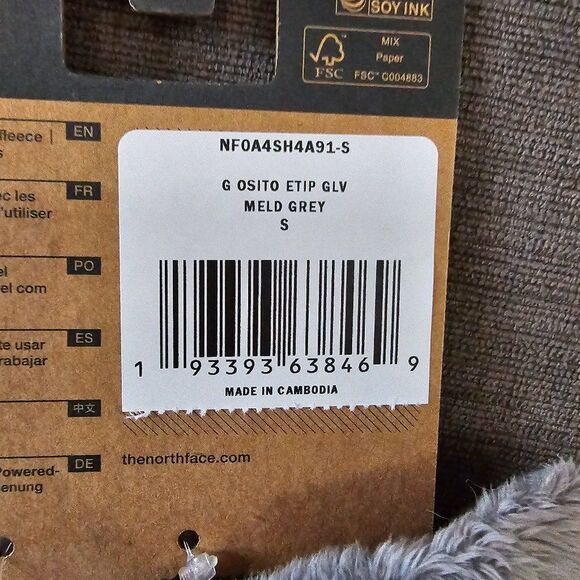 The North Face Kids Girls Meld Grey Osito Etip Gloves Size Small - Picture 11 of 13